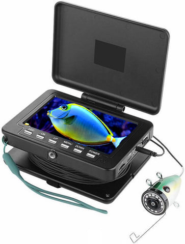 Dosilkc Underwater Fishing Camera for Rod with 5 Inch LCD Monitor DVR Recorder, 1080P Portable Fish Finder Camera, 12Pcs Adjustable LED White Lamp Lights Underwater Camera for Lake, Boat, Ice Fishing