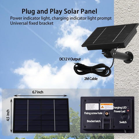 4W Trail Camera Solar Panels, 12V Output Solar Panel Kit with 6000 mAh Battery, Solar Battery Charger for Hunting Game Camera, Deer Feeder, Rechargeable Battery Security Camera, DC 5.5mm*2.1mm Plug