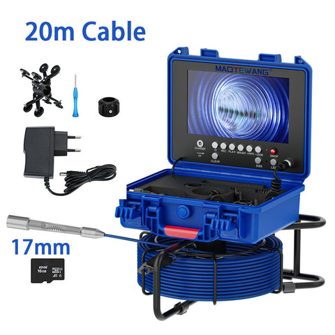 17mm Sewer Inspection Video Endoscope Camera with Meter Counter 9 Inch LCD DVR Video Recording Waterproof LED Adjustable Snake Camera