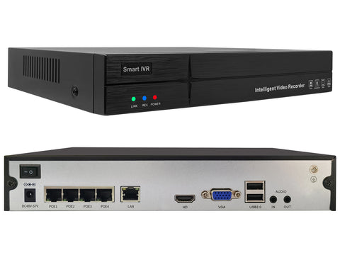 Dosilkc 4K 4 Channel POE NVR,   1080p/3MP/4MP/5MP/8MP POE Network Video Recorder  Supports up to 8TB HDD