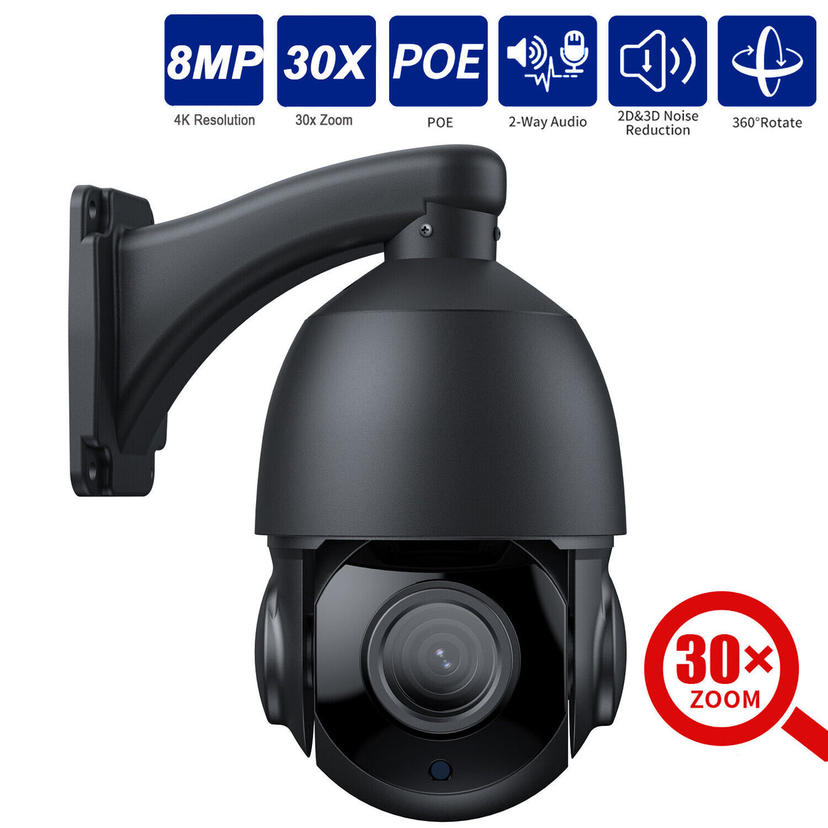 4K 8MP Outdoor PTZ IP POE Camera with Pan Tilt 20X Optical Zoom & 10X Digital Zoom Human Detection, Speed Dome Security Camera with 393ft IR Night Vision, Auto Tracking, 2-Way Audio(Compatible for Hikvision)