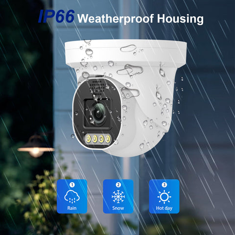 UltraHD 4K (8MP) Outdoor Dome POE IP Camera, 3840x2160, 88ft NightVision, 2.8mm Lens,IP67 Weatherproof, MicroSD Recording, Two Way Talk Come with HikVision NVR