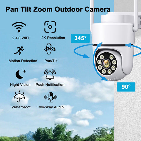 2K 3MP Outdoor Wifi Security Camera with Phone APP, Waterproof Motion Detection